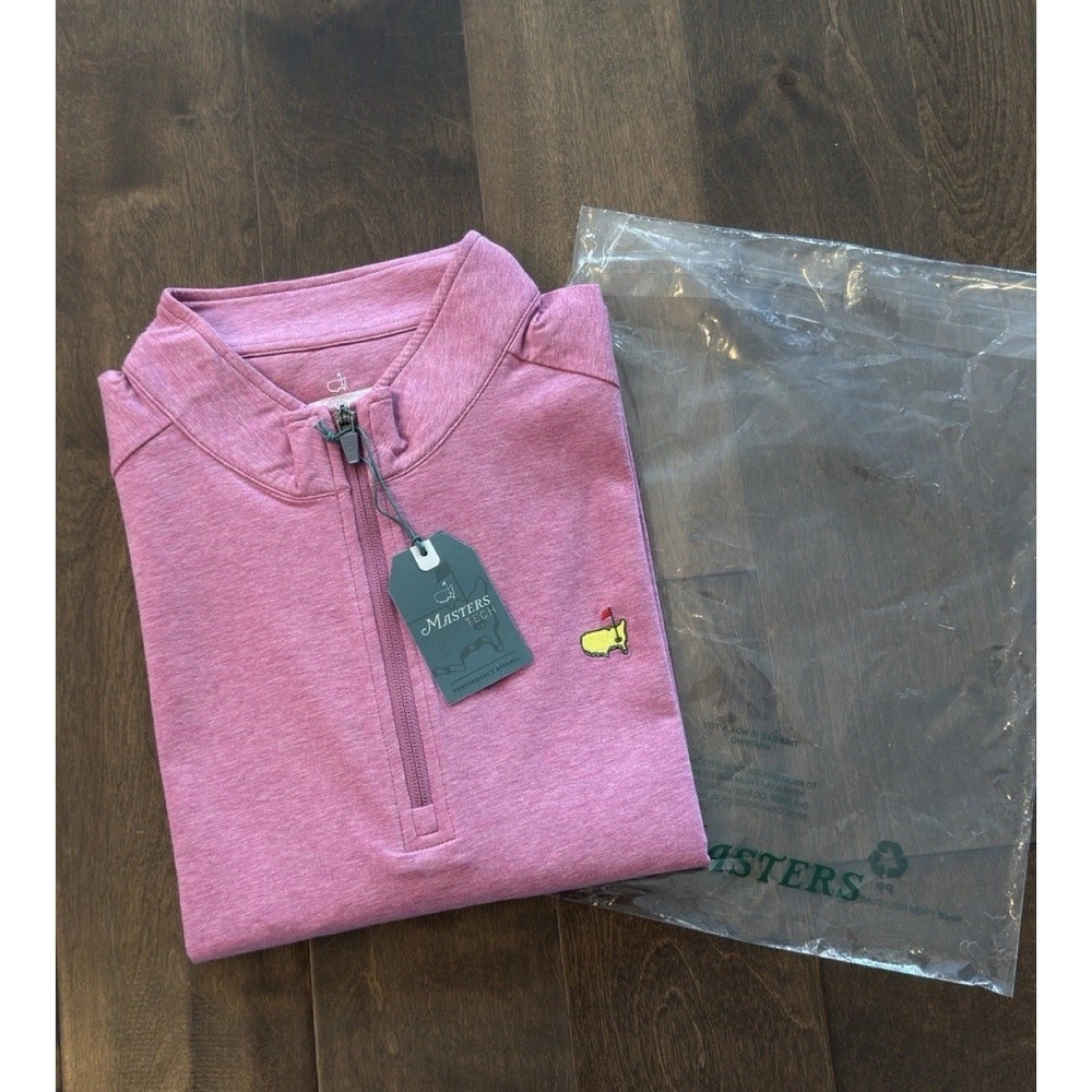 2026 Masters Tech L Pink Solid Quarter 1/4 Zip Golf Pullover Augusta ⛳️🔥